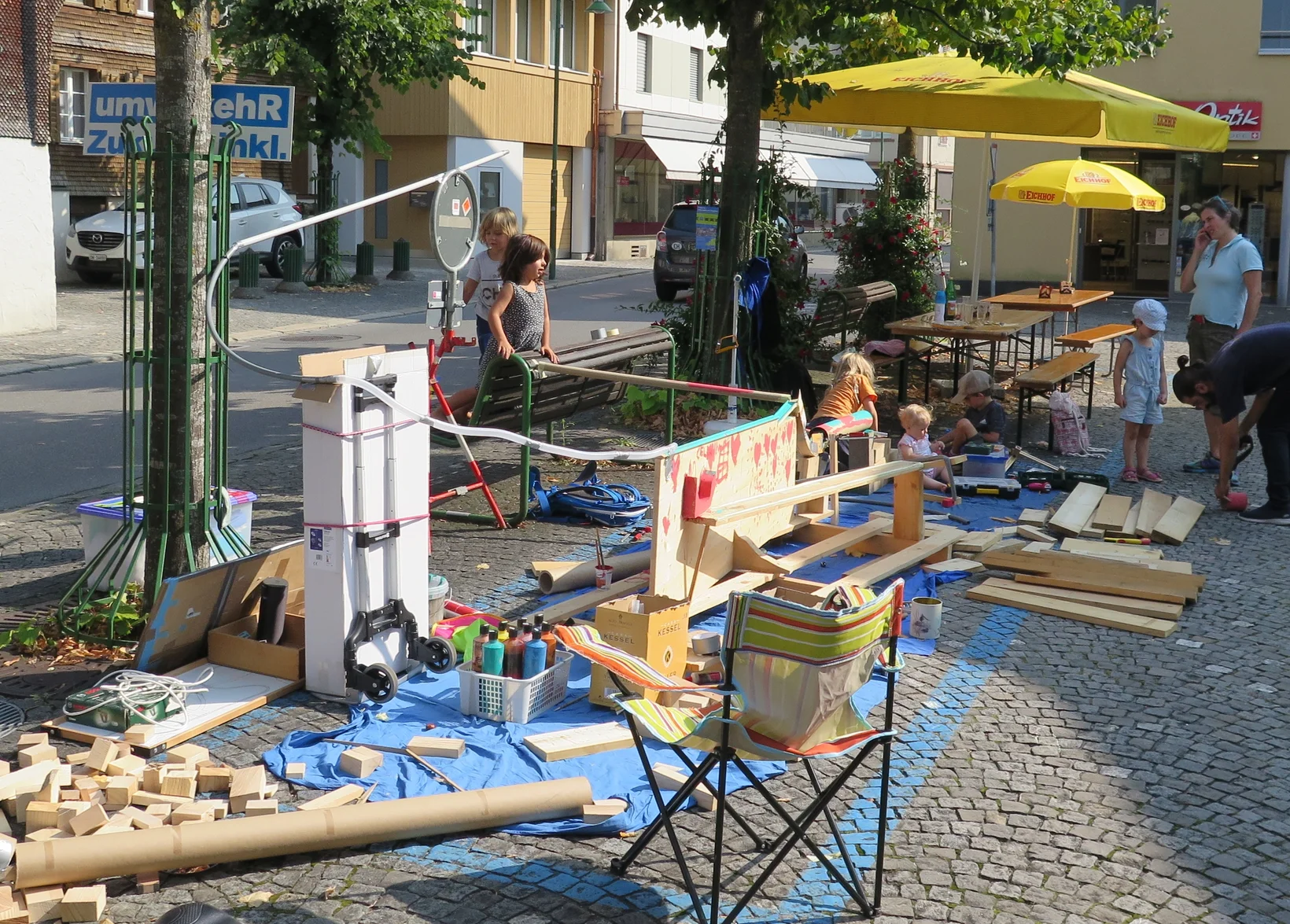 Chugelibahn statt Parkplatz - von Richard und Freunden am PARK(ing) Day 2020 in Sarnen