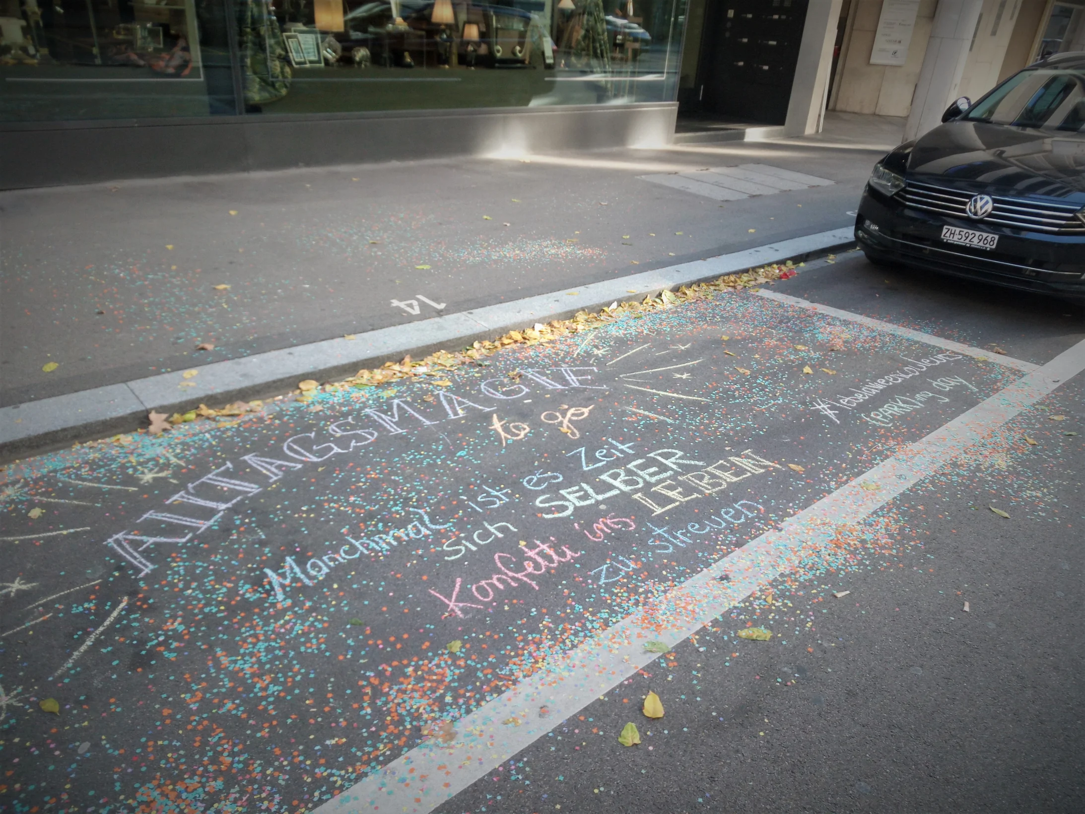 Happy by Nature-Art von Vera in Zürich am PARK(ing) Day 2019