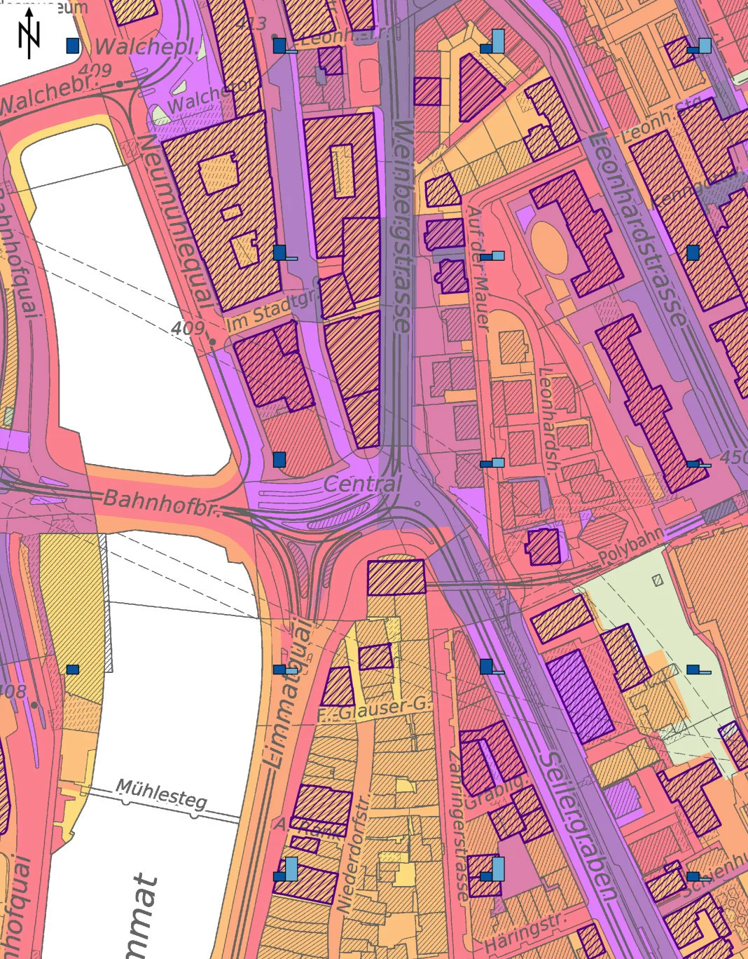 Plan Weinbergstrasse Hitze