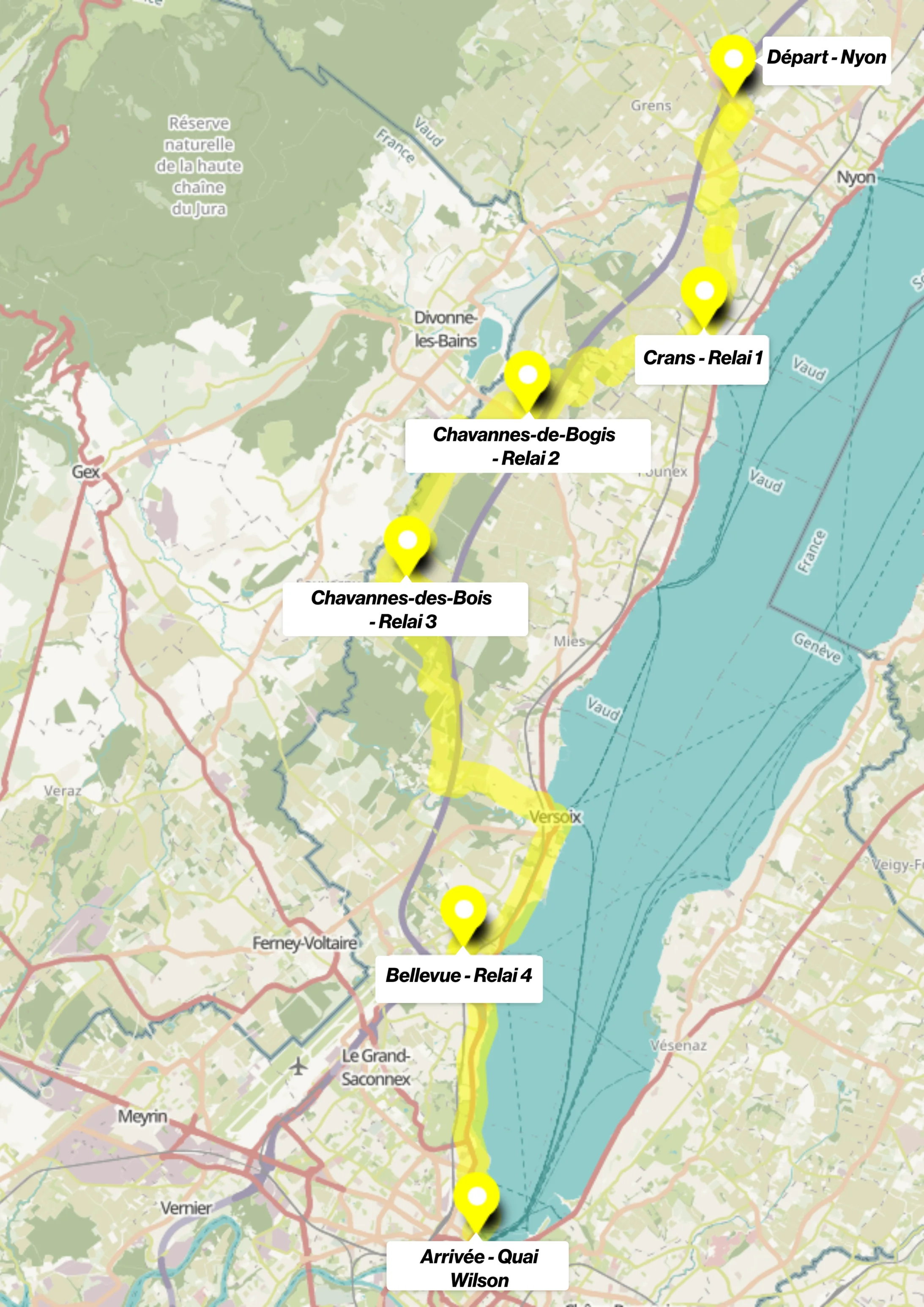 Carte course Nyon-Genève