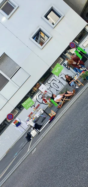 PARK(ing) Day 2021, Bern, Mittelstrasse 10 Kleines "Energie-Labor" mit Experimenten zu erneuerbaren Energien mit Mirjam von der Grünen Freien Liste (GFL) Stadt Bern