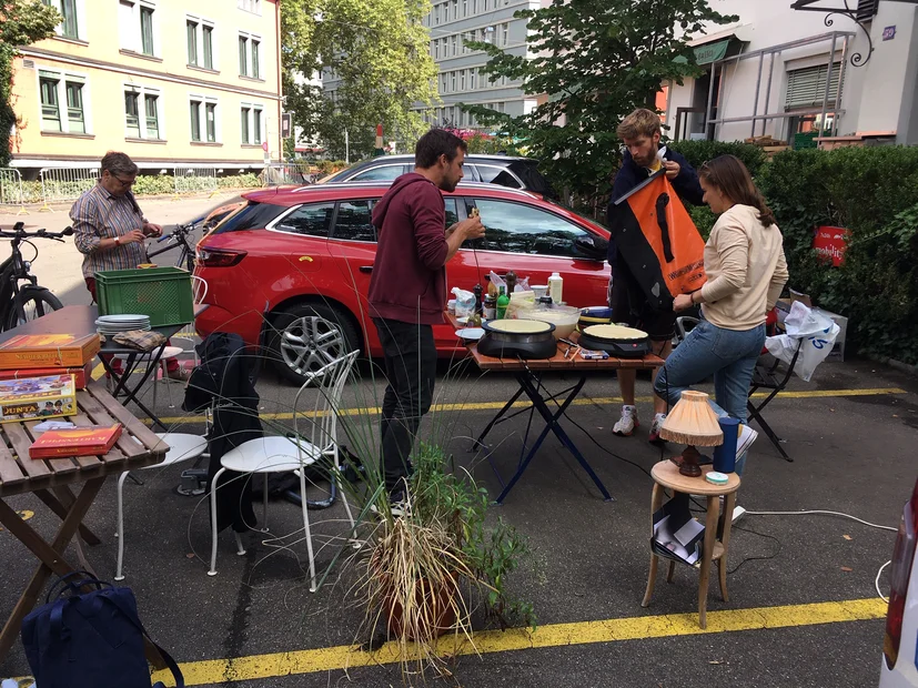 PARK(ing) Day 2021, Zürich, Sihlstrasse, Crêpes statt Crêpieren